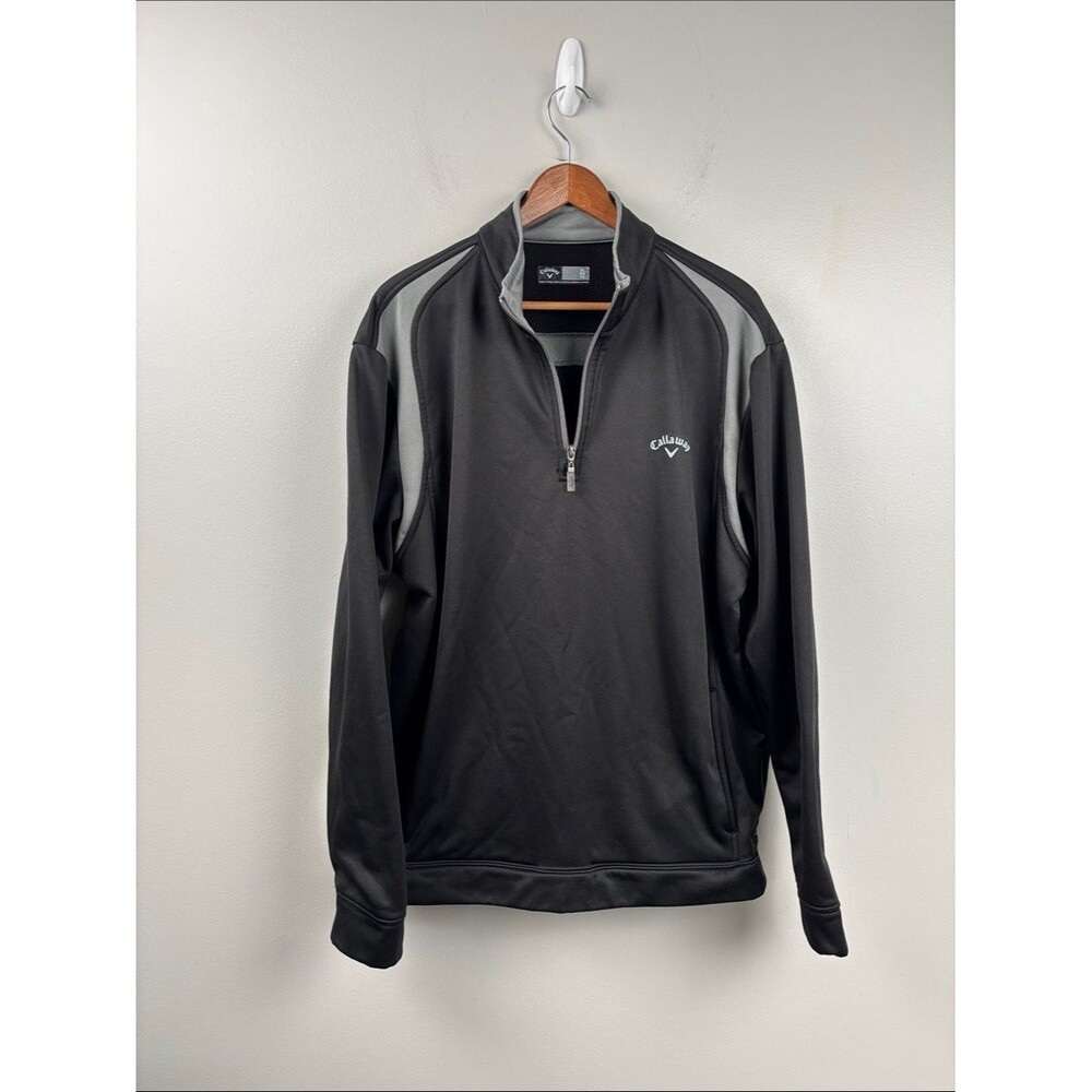 Callaway Men XL Black & Gray quarter-Zip Performance Pullover jacket pocket golf